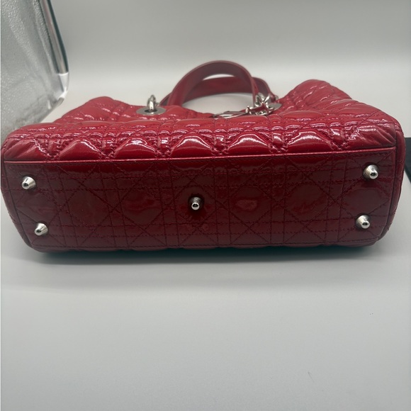 Christian Dior Lady Dior Medium Red Patent Cannage Bag Charm Italy Authentic - Picture 5 of 14